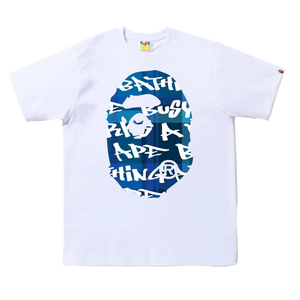 [M] DS Blue Graffiti Ape Head Tee