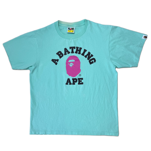 [M] Bape Teal College Logo Tee