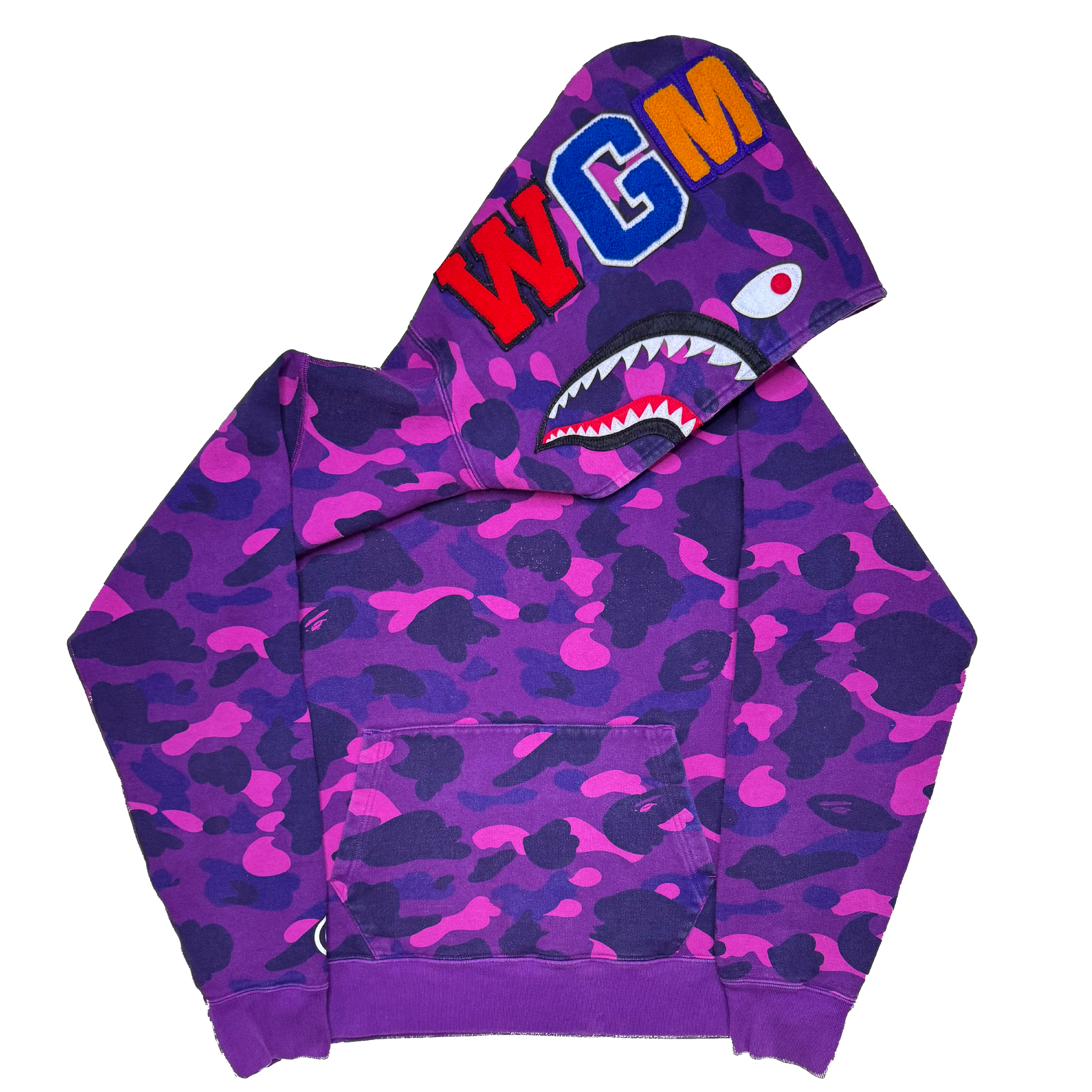 [M] Bape Purple Camo Pullover Shark Hoodie