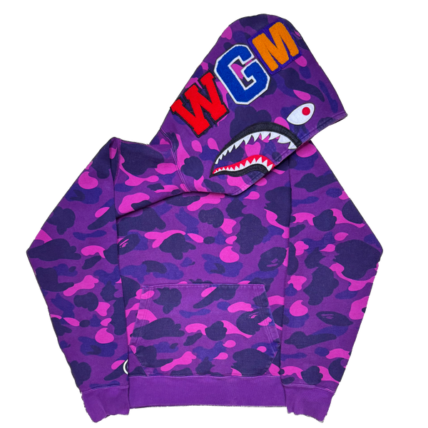 [M] Bape Purple Camo Pullover Shark Hoodie