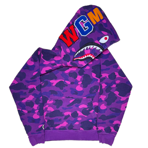 [M] Bape Purple Camo Pullover Shark Hoodie