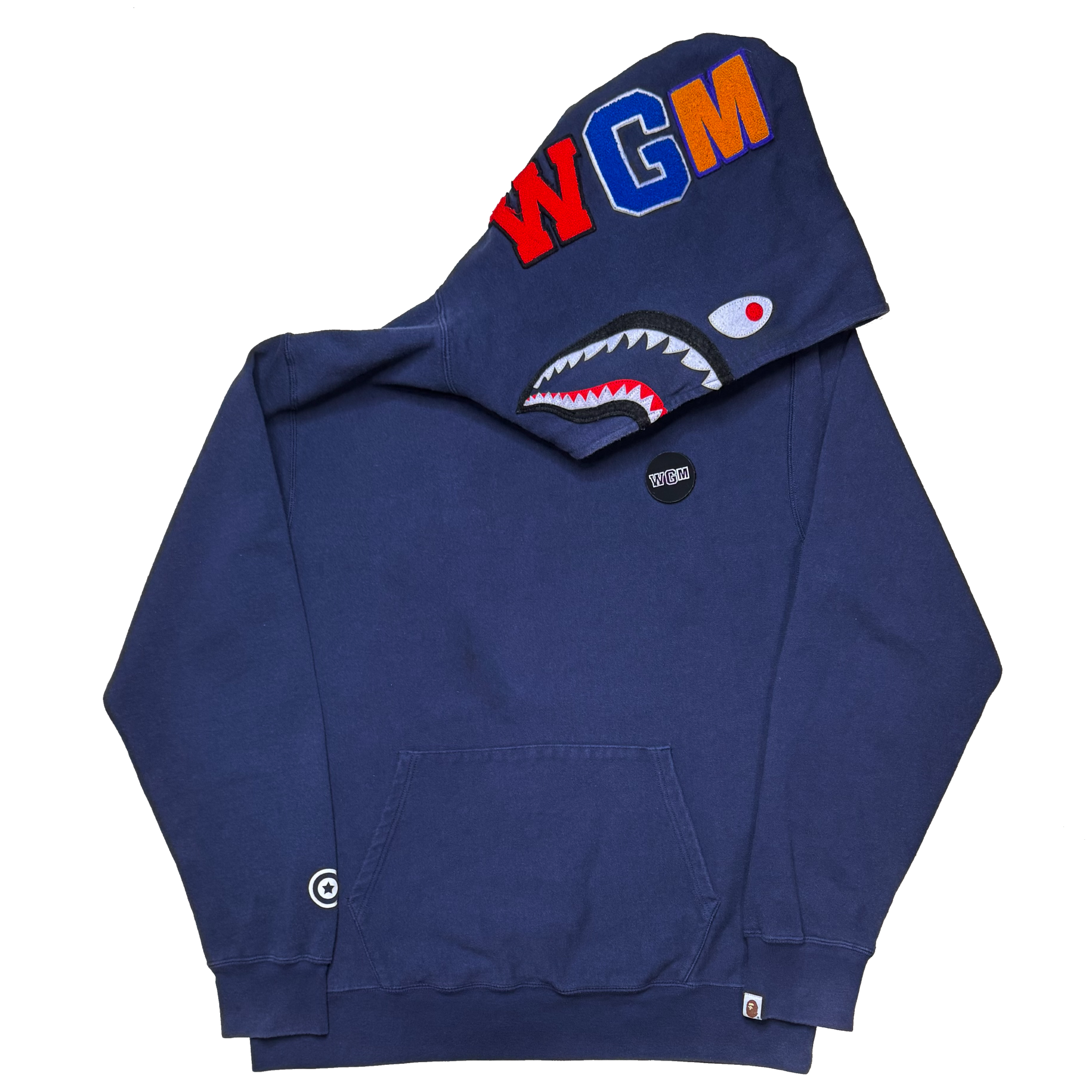 [2XL] Bape Navy Pullover Shark Hoodie