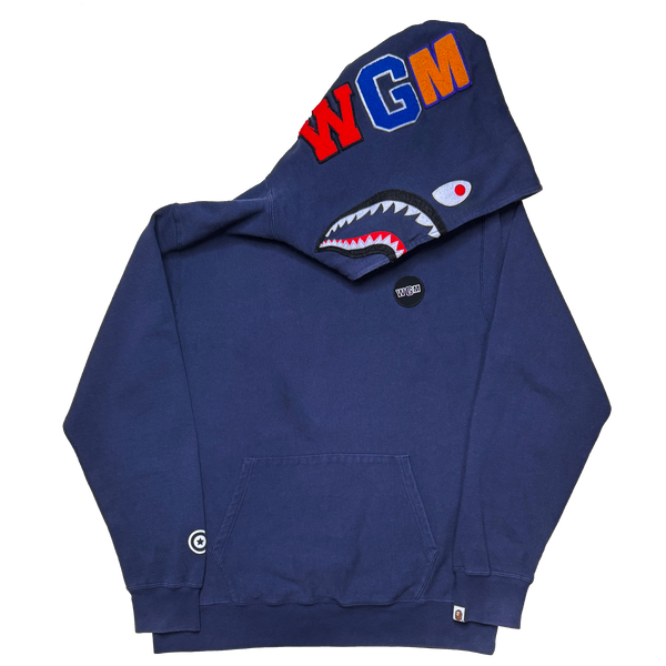 [2XL] Bape Navy Pullover Shark Hoodie