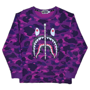 [L] Bape Purple Camo Shark Longsleeve
