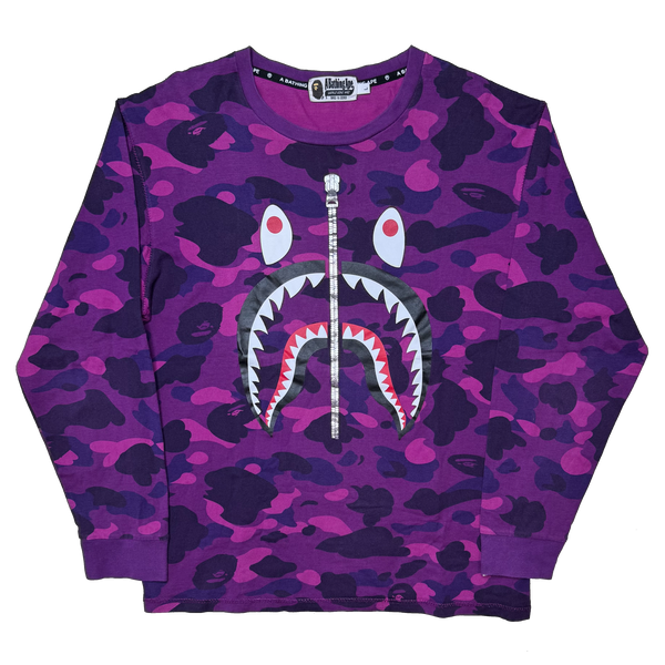 [L] Bape Purple Camo Shark Longsleeve