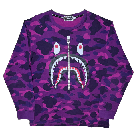 [L] Bape Purple Camo Shark Longsleeve