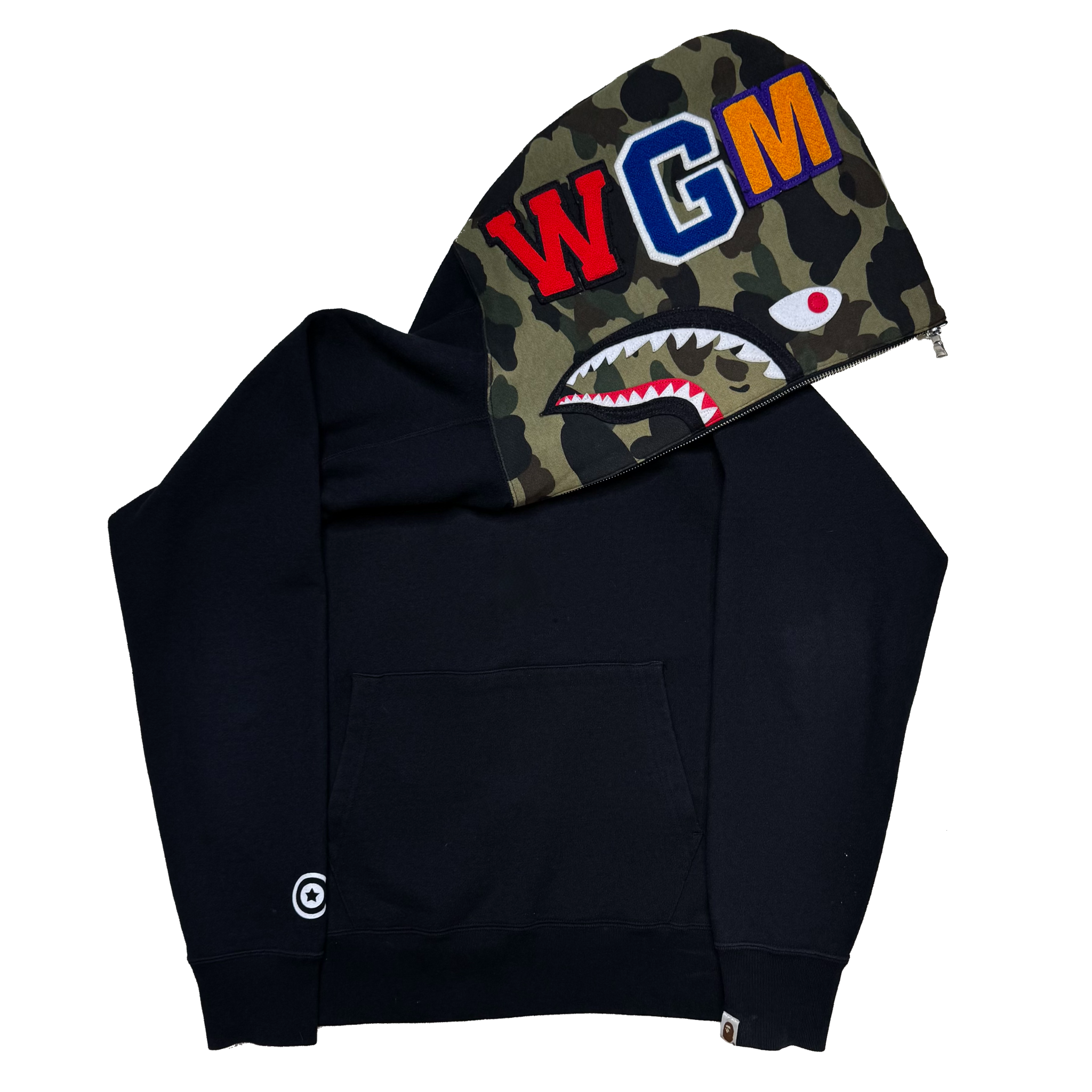 [M] Bape Half Camo Half-Zip Shark Hoodie