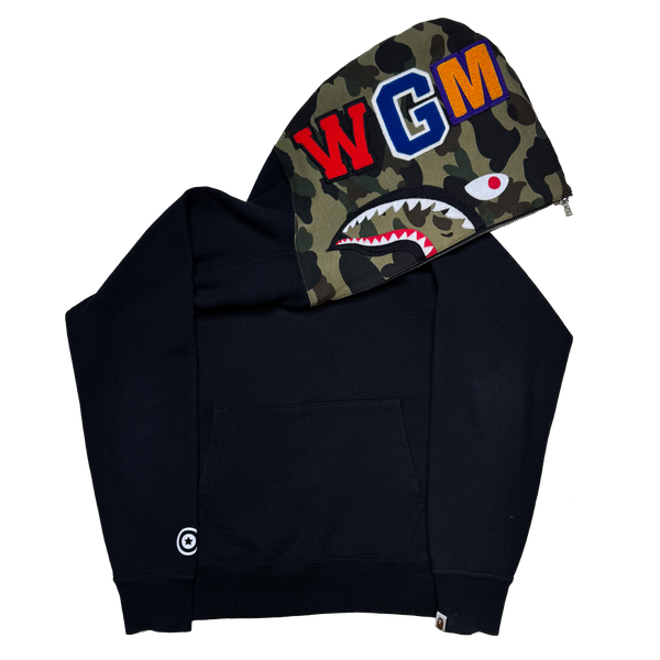 [M] Bape Half Camo Half-Zip Shark Hoodie