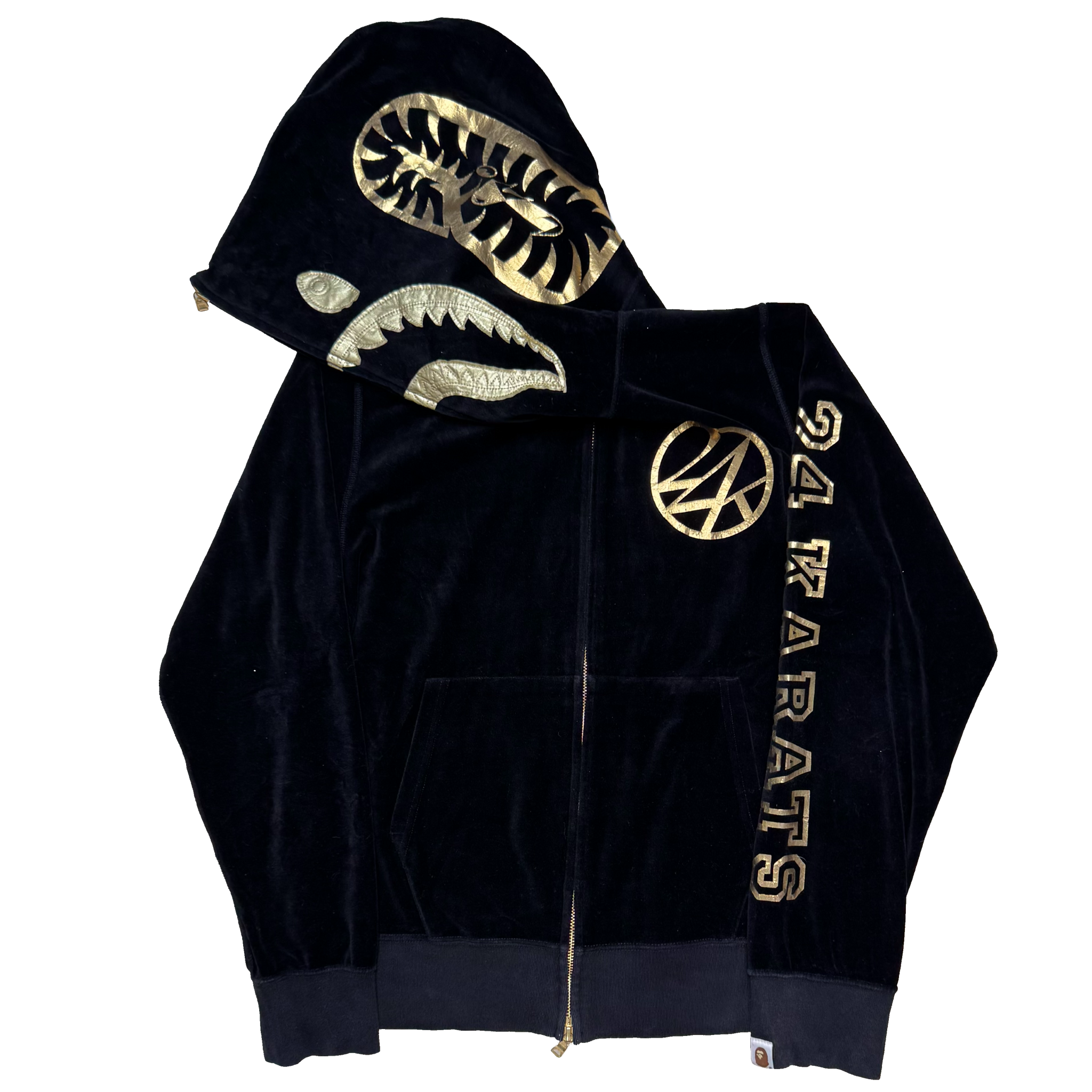 [M] Bape x 24k Velour Shark Hoodie