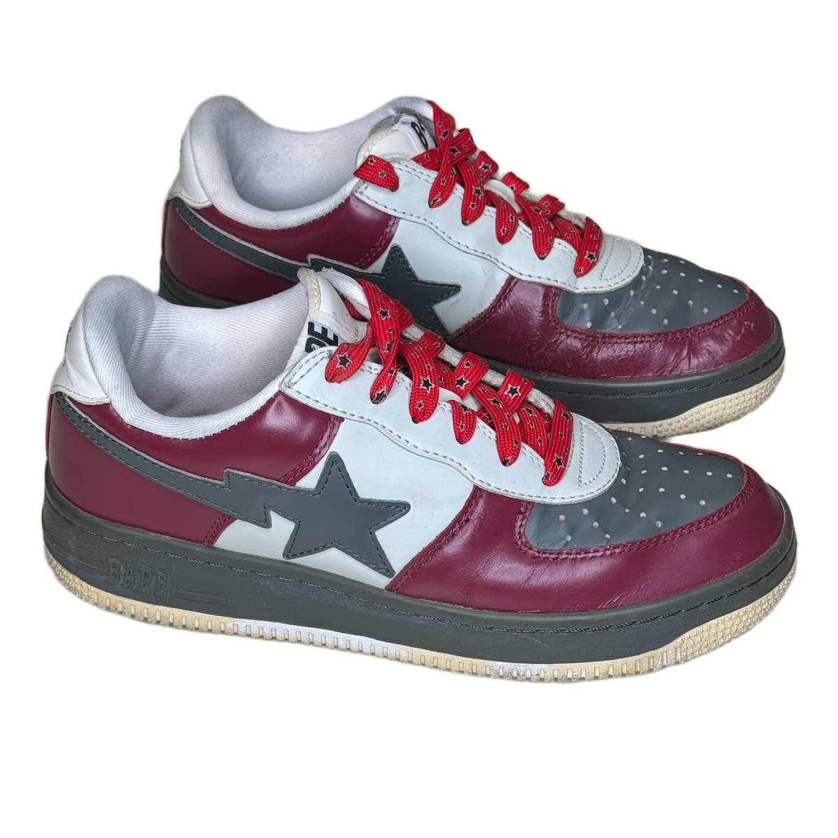 [9.5] Bape Maroon & Grey Bapestas