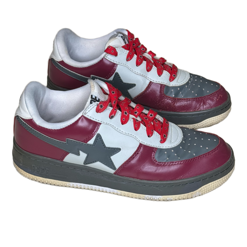 [9.5] Bape Maroon & Grey Bapestas