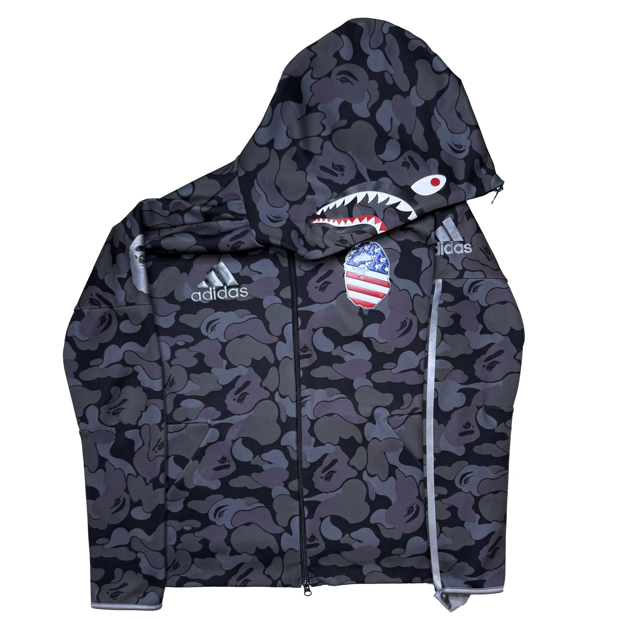 [M] Bape x Adidas Collab Shark Hoodie