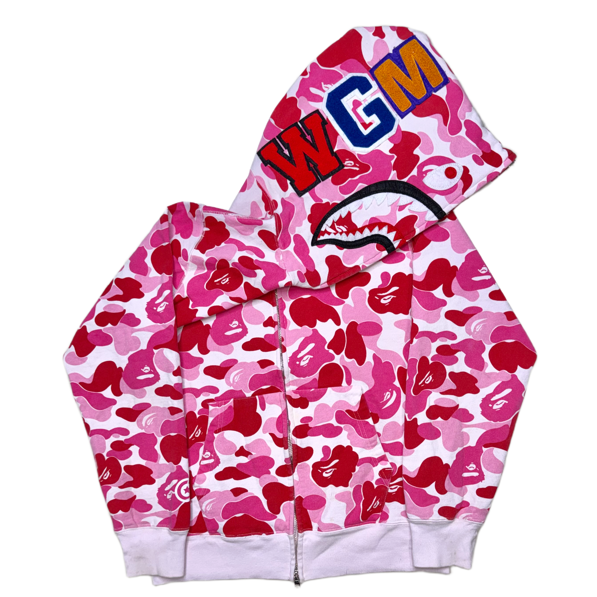 [M] Bape Pink ABC Camo Shark Hoodie