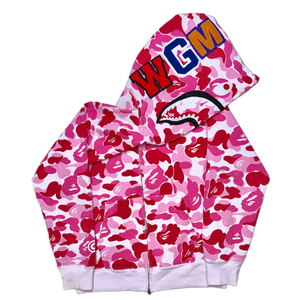 [M] Bape Pink ABC Camo Shark Hoodie