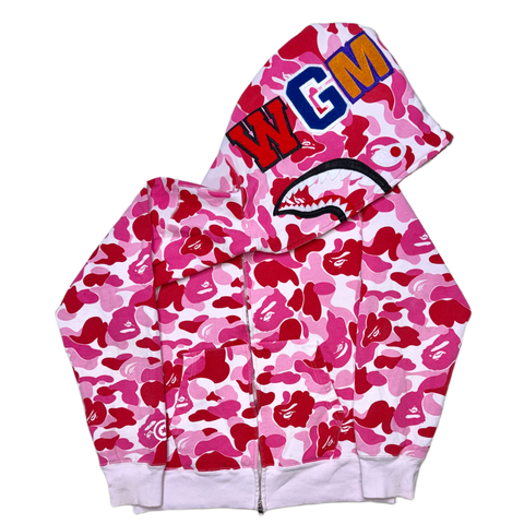 [M] Bape Pink ABC Camo Shark Hoodie