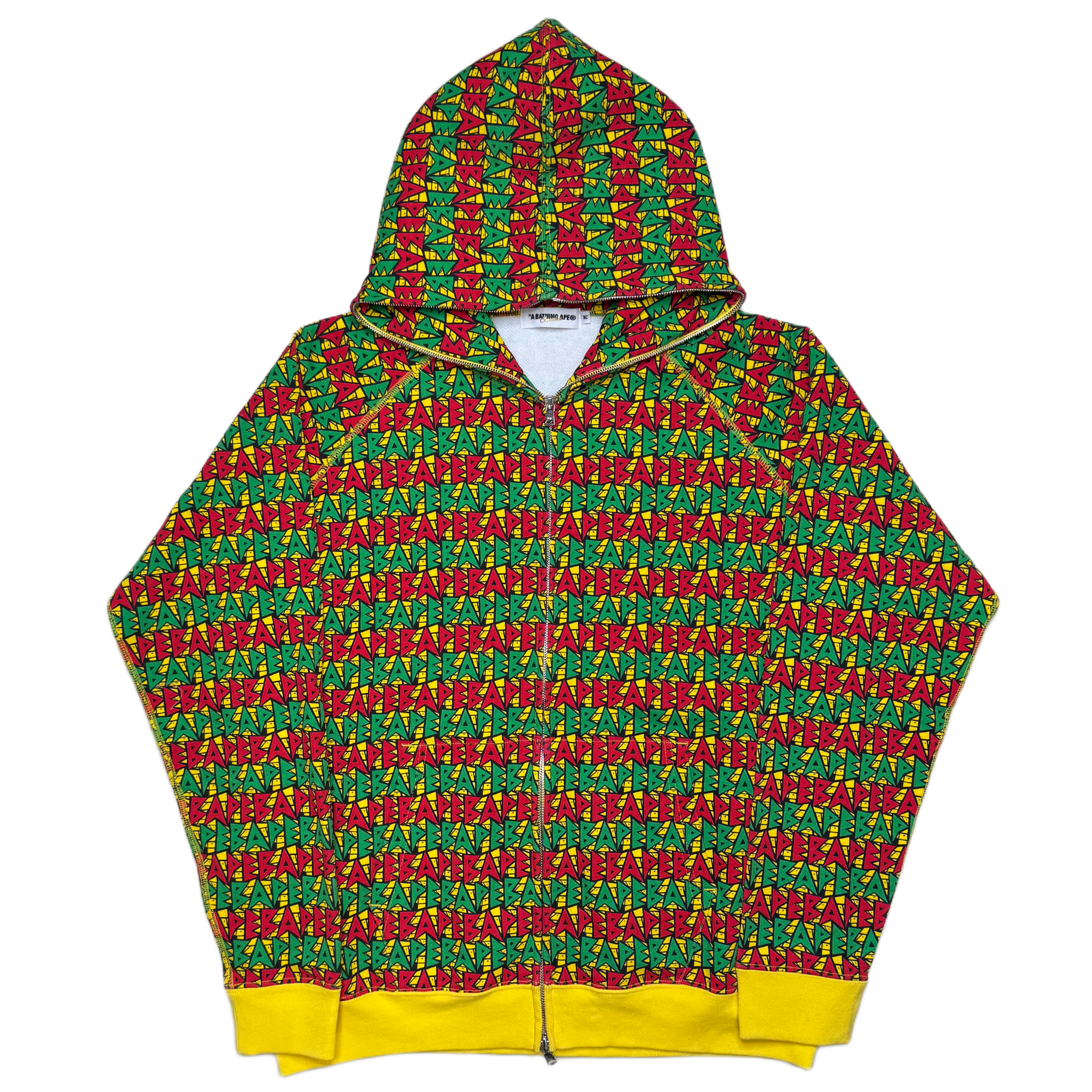 [M] OG Bape Rasta Spell Out Full-Zip Hoodie