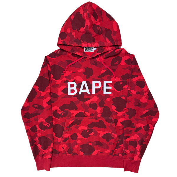 [2XL] Bape Red 1st Camo Spell Out Hoodie
