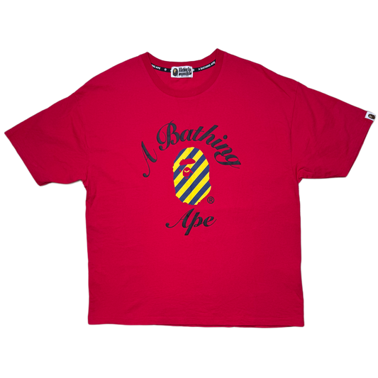 [OS] Bape Striped College Logo Tee