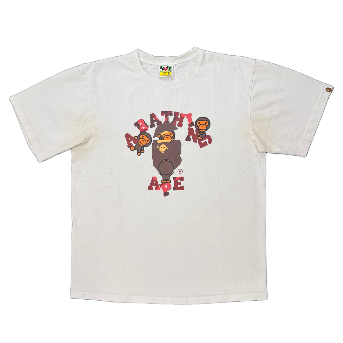 [XL] Bape Red Camo Milos College Tee