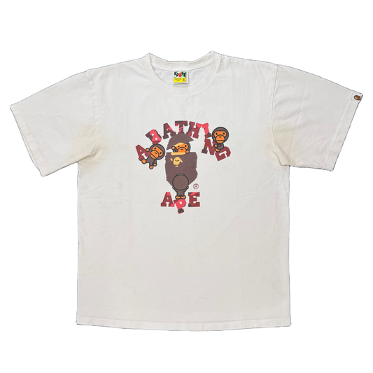 [XL] Bape Red Camo Milos College Tee