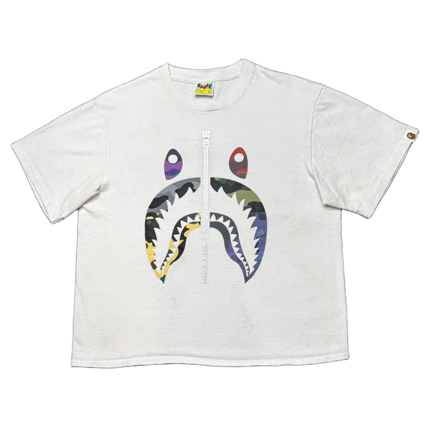 [L] Cropped Bape Camo Shark Tee