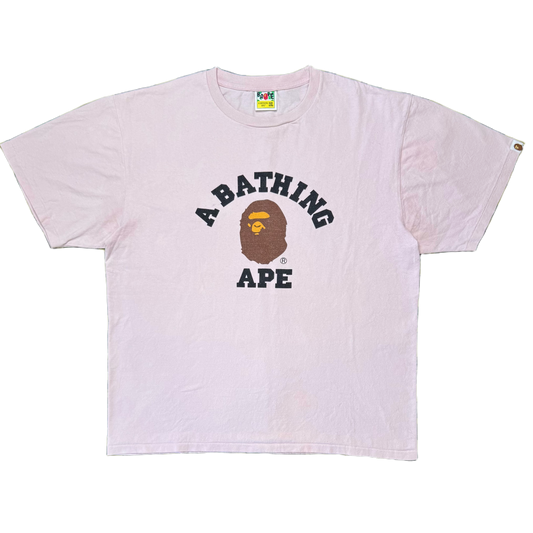 [2XL] Bape Dust Pink College Logo Tee