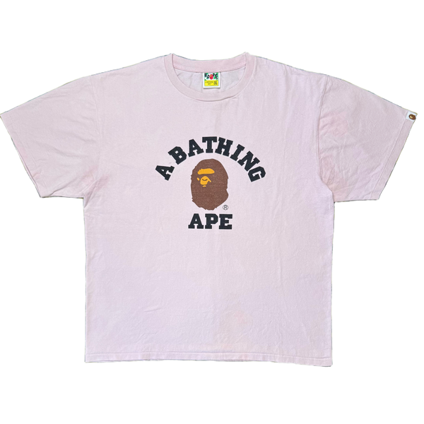 [2XL] Bape Dust Pink College Logo Tee