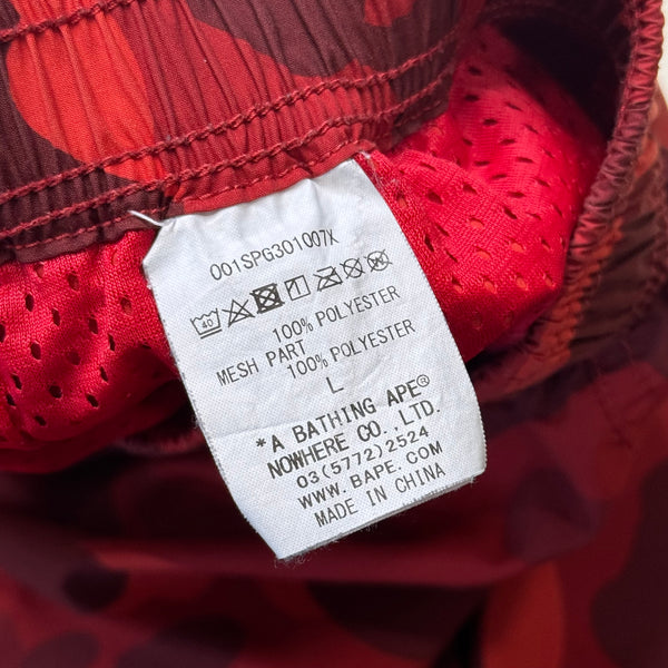 [L] Bape Red Camo Beach Shorts