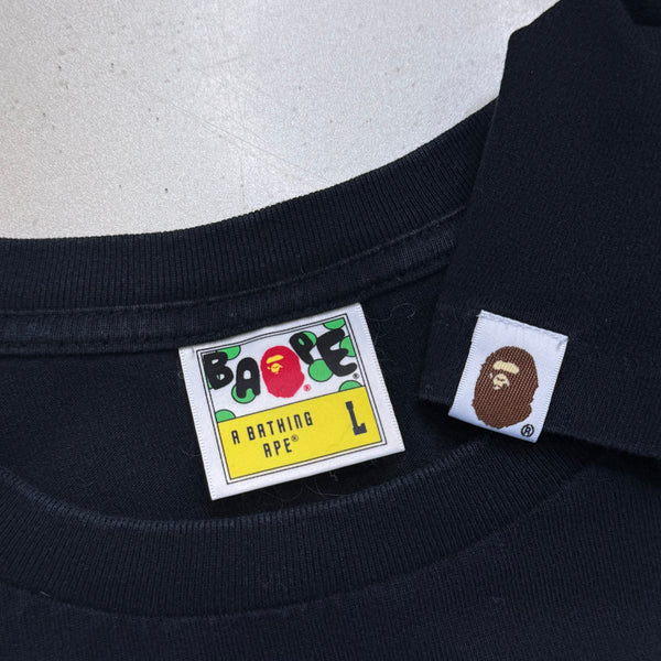[L] Bape White Camo Ape Head Tee