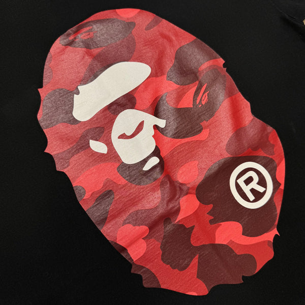 [L] Bape Red Camo Ape Head Tee