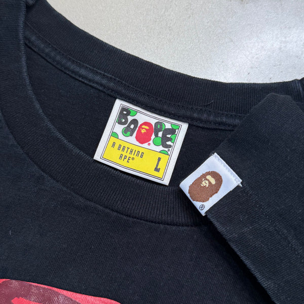[L] Bape Red Camo Ape Head Tee