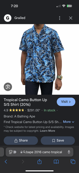 [L] Bape Tropical Camo Button Up