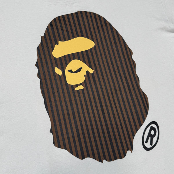 [L] Bape Huge Striped Ape Head Tee