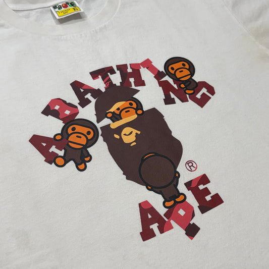 [XL] Bape Red Camo Milos College Tee