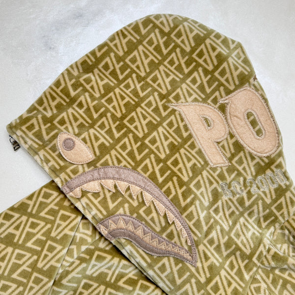 [L] Bape Monogram Velour Shark Hoodie