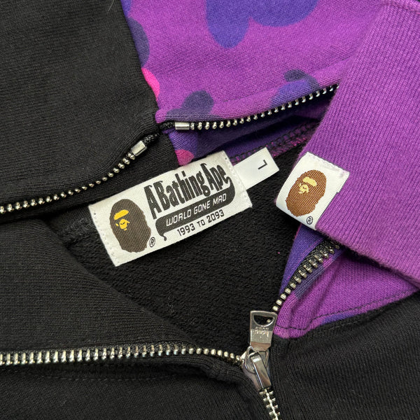 [L] Bape Half Purple Camo Shark Hoodie