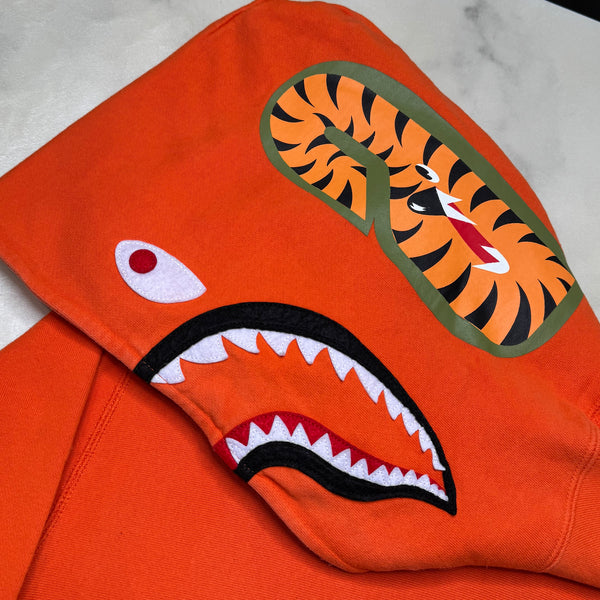[XL] Bape Orange Pullover Shark Hoodie