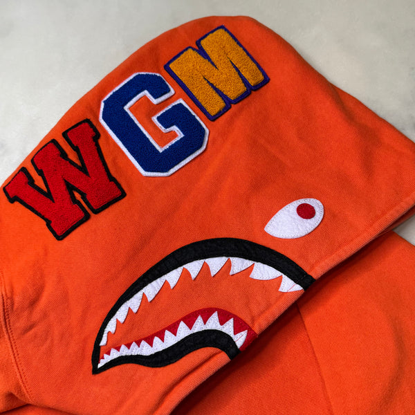 [XL] Bape Orange Pullover Shark Hoodie