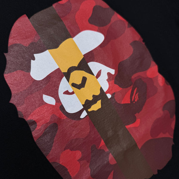 [L] Bape Red Camo Transform Ape Head Tee