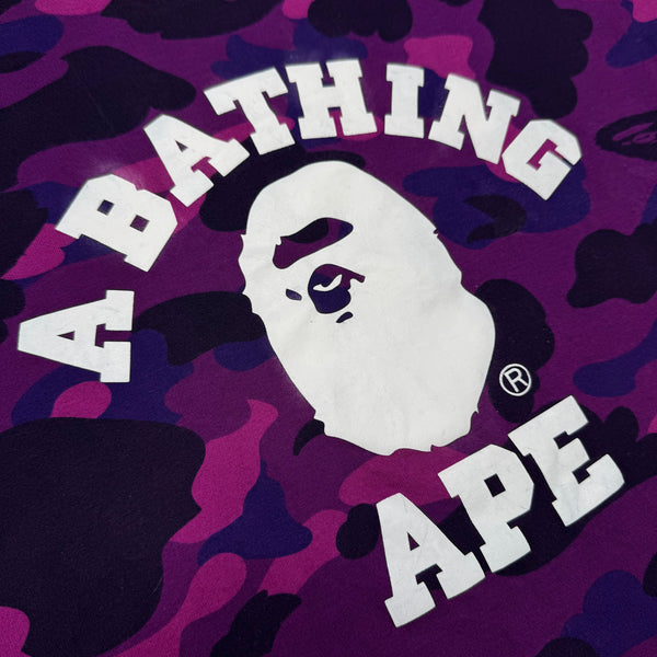 [XL] Bape Purple Camo College Logo Tee