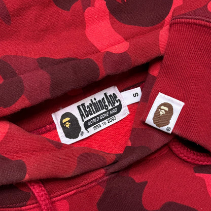 [S] Bape Red 1st Camo Spell Out Hoodie