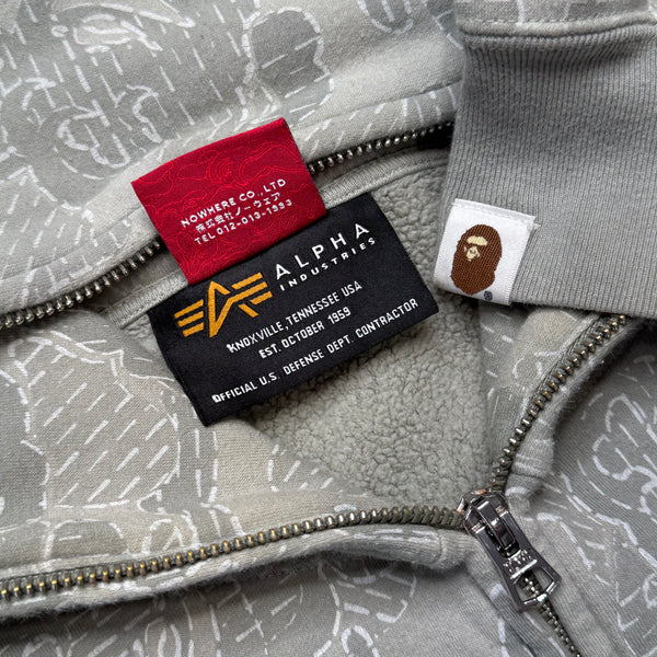[L] Bape x Alpha Industries Collab Shark Hoodie