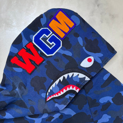 [2XL] Bape Blue Camo Pullover Shark Hoodie