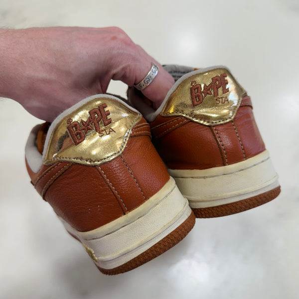 [8] Bape Brown Leather Bapestas