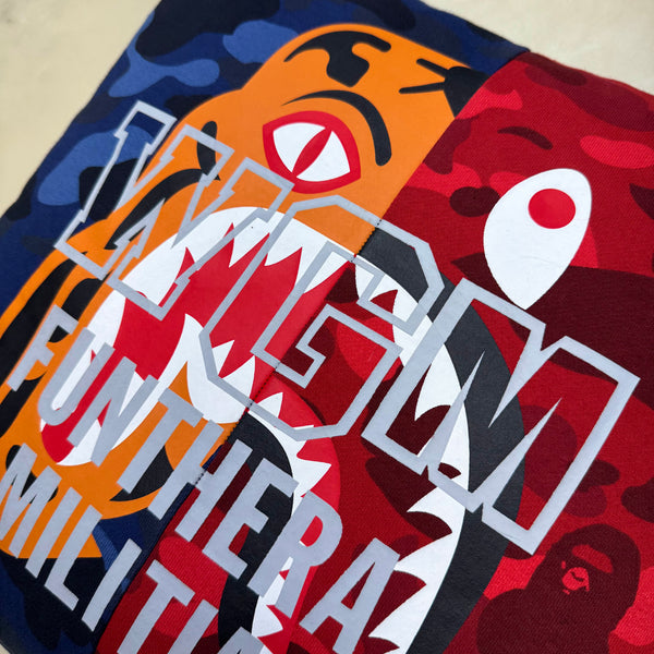 Bape Split Red/Blue Camo Huge Tiger/Shark Pillow