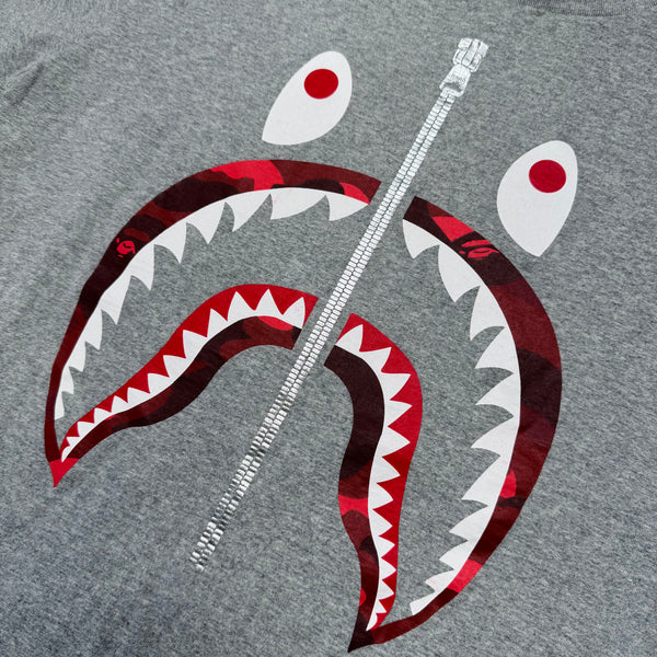 [M] Bape Red Camo Shark Tee