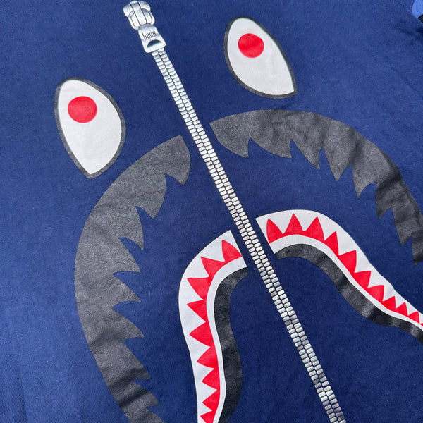 [L] Bape Blue Camo Shark Tee