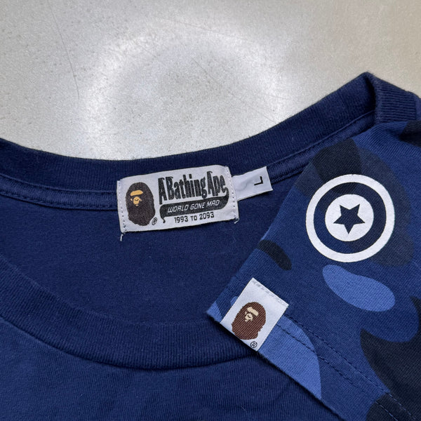 [L] Bape Blue Camo Shark Tee