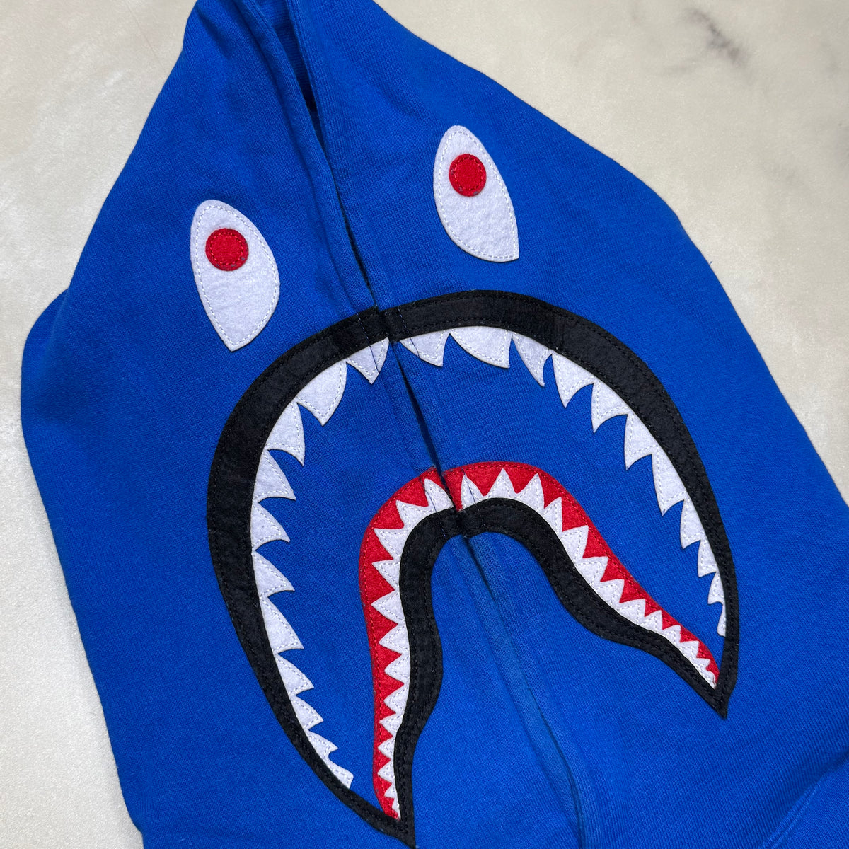 [2XL] Bape Blue Pullover Shark Hoodie