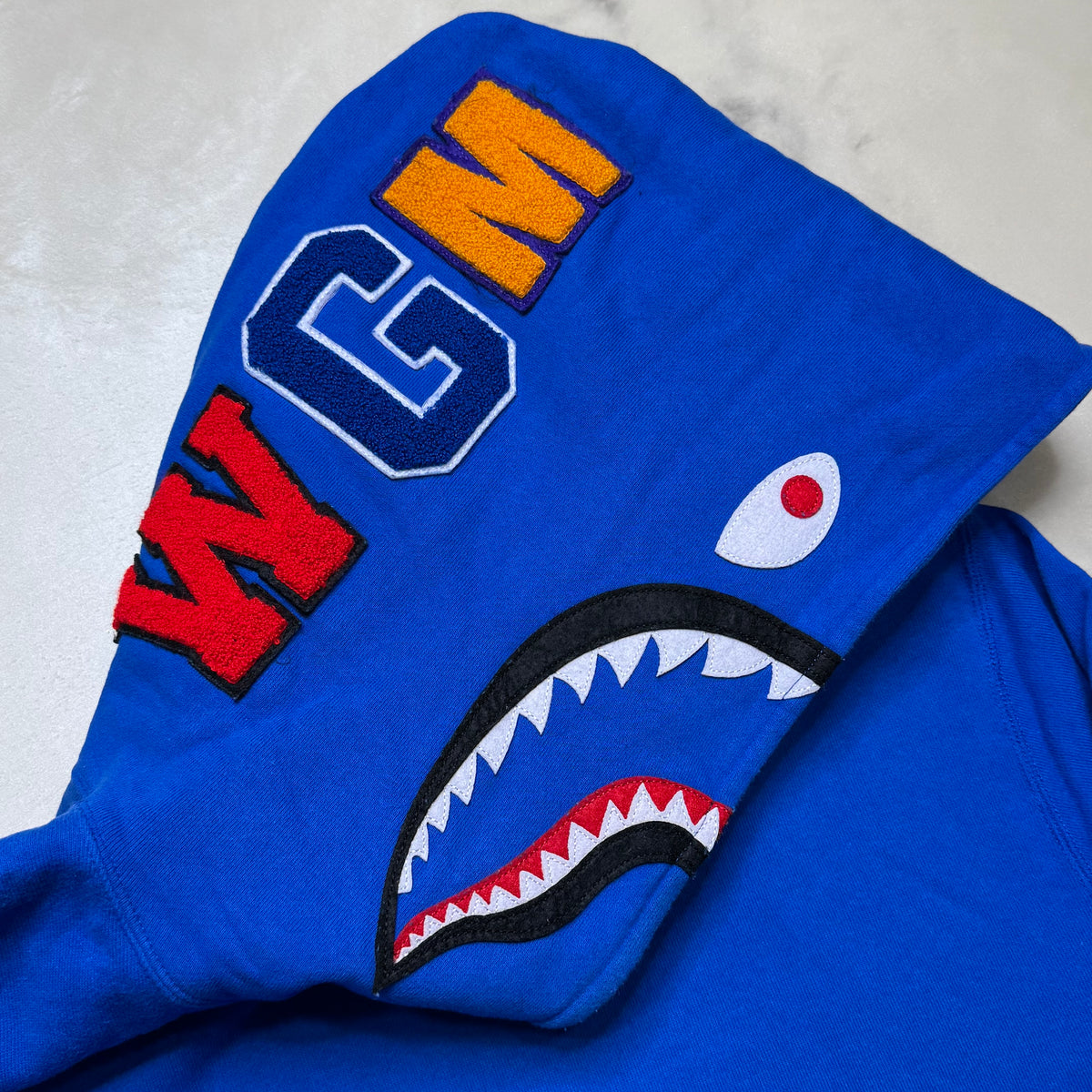 [2XL] Bape Blue Pullover Shark Hoodie